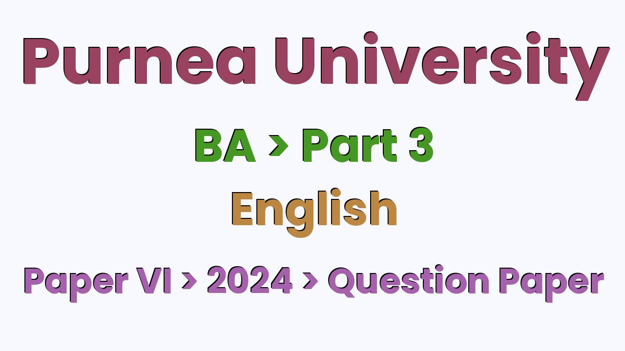 Purnea University BA Part 3 English Hons Paper VI 2024 Question Paper