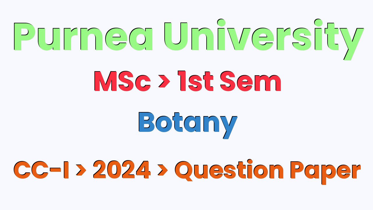 Purnea University MSc 1st Sem Botany CC-I 2024 Question Paper