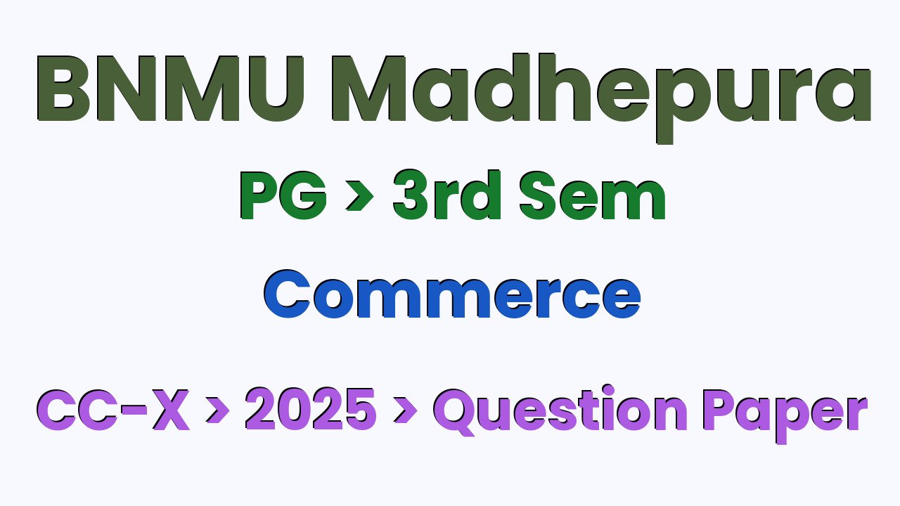 BNMU Madhepura PG 3rd Sem Commerce CC-X 2025 Question Paper