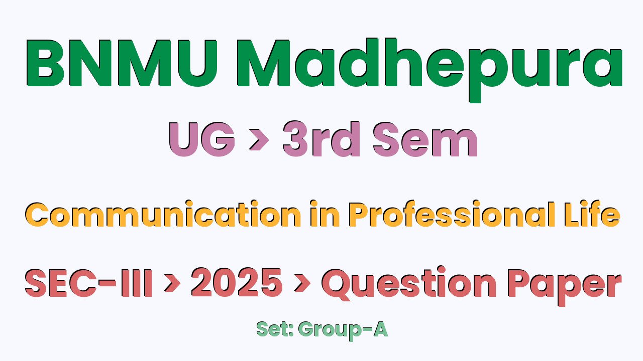 BNMU Madhepura UG 3rd Sem Communication in Professional Life SEC-III Group-A 2025 Question Paper