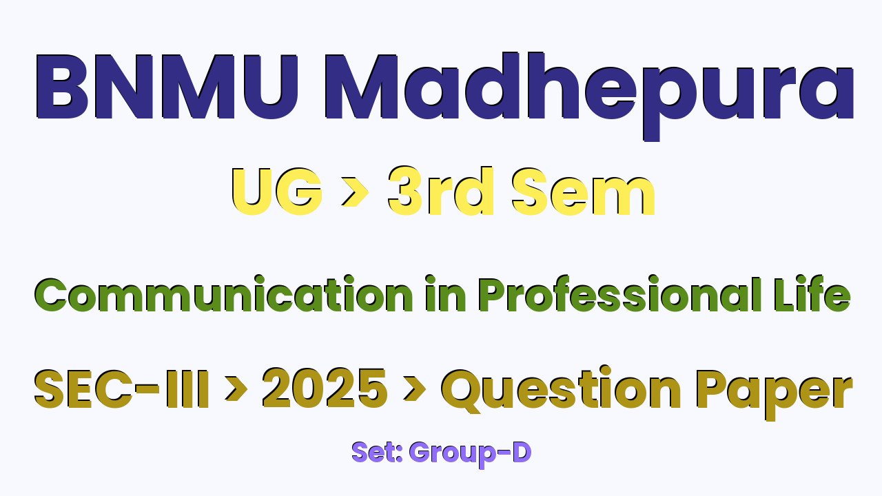 BNMU Madhepura UG 3rd Sem Communication in Professional Life SEC-III Group-D 2025 Question Paper
