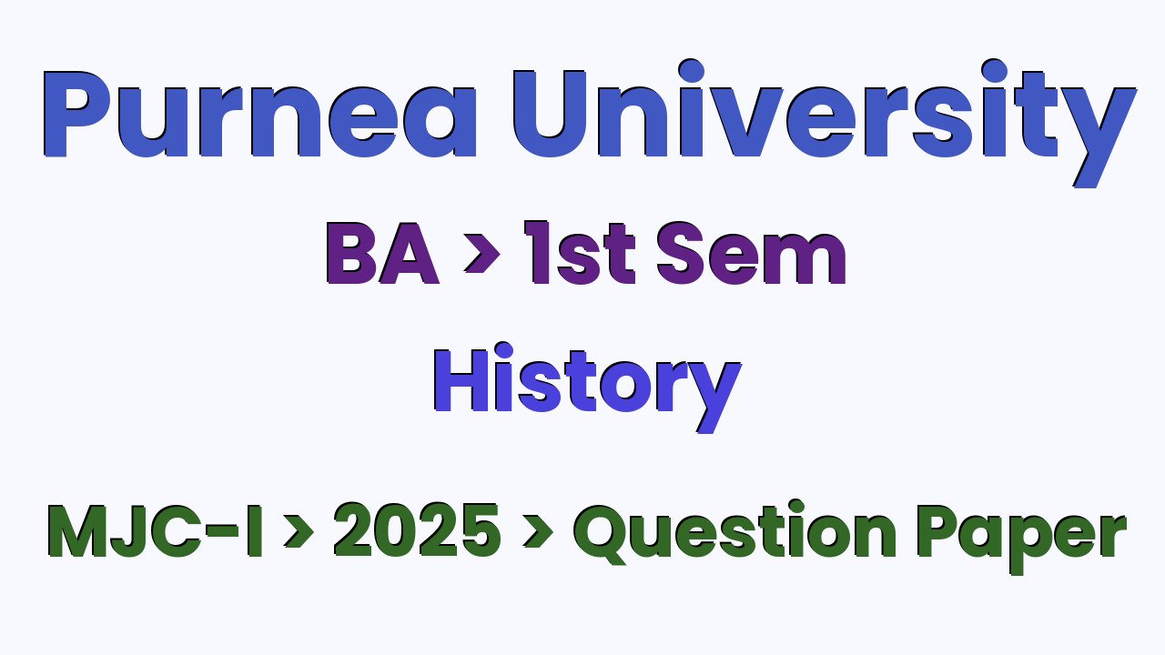 Purnea University UG 1st Sem History MJC-I 2025 Question Paper