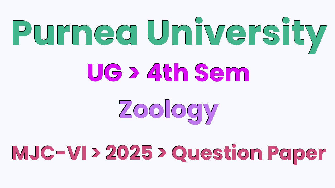 Purnea University UG 4th Sem Zoology MJC-VI 2025 Question Paper